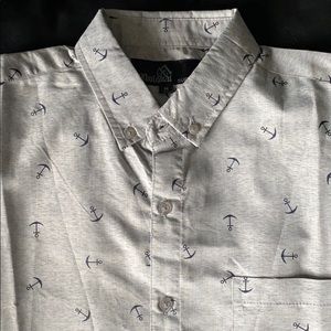 Molokai Button Up Collar shirt in Gray with Anchor